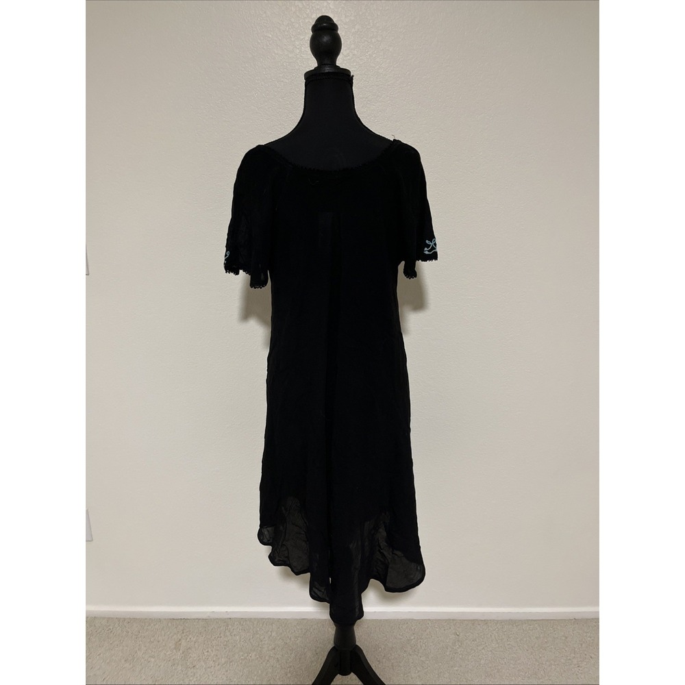 Star India Black Embroidered Boho Dress Size Medium/Large - Picture 4 of 9